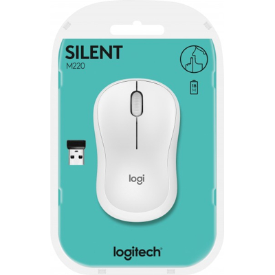 Afbeelding van Logitech Mouse M220, Stil, Draadloos, wit optisch, 1000 dpi, 3 knoppen, retail