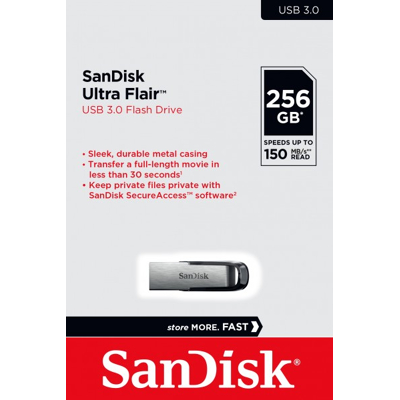 Afbeelding van USB stick 3.0 Sandisk Cruzer Ultra Flair 256GB
