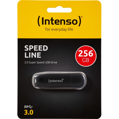 Afbeelding van Intenso USB 3.0 stick 256GB, Speed Line, zwart type A, 70MB/s, retail blister
