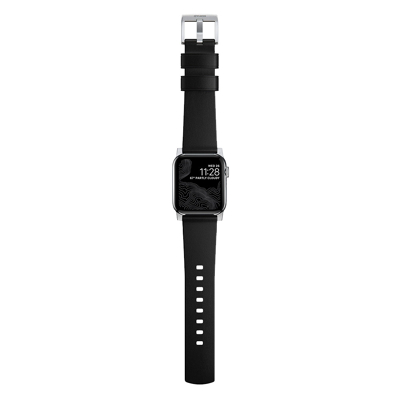 Afbeelding van Nomad Modern Apple Watch bandje 42mm / 44mm Zwart met zilveren gesp