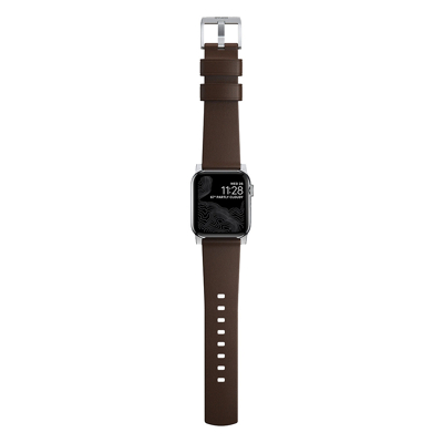 Afbeelding van Nomad Modern Apple Watch bandje 42mm / 44mm Bruin met zilveren gesp
