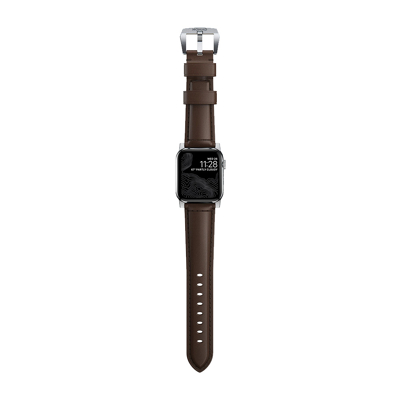 Afbeelding van Nomad Traditioneel Apple Watch Bandje 42mm / 44mm Bruin met zilveren gesp