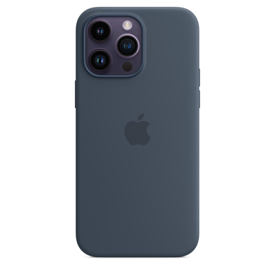 Afbeelding van Apple Silicome Case + MS iPhone 14 Pro Max Storm Blue