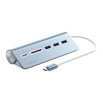 Afbeelding van Satechi USB C Aluminum Hub &amp; Card Reader Blue