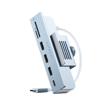 Afbeelding van Satechi USB C Clamp Hub for 24&quot; iMac Blue