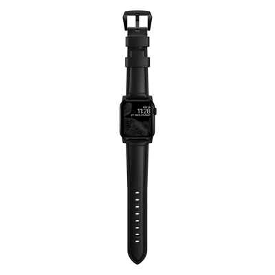 Afbeelding van Nomad Traditioneel Apple Watch Bandje 42mm / 44mm Zwart met zwarte gesp