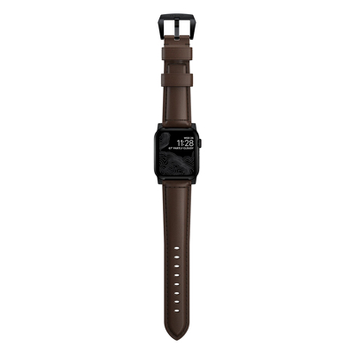 Afbeelding van Nomad Traditioneel Apple Watch Bandje 42mm / 44mm Bruin met zwarte gesp