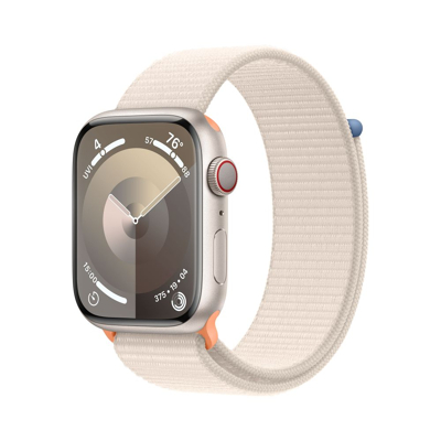 Afbeelding van Apple Watch S9 + Cellular 45mm Aluminium Starlight Sport Loop (145 220mm)