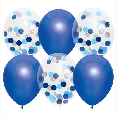 Afbeelding van Ballon royal blue mix met confetti 6 stuks