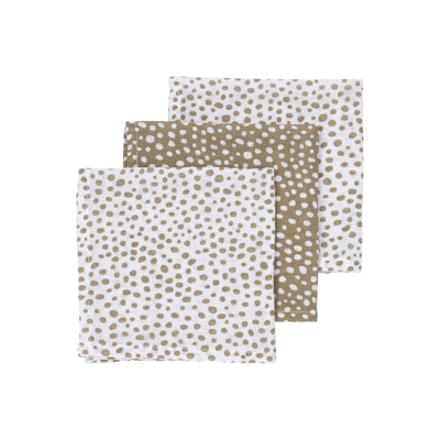 Afbeelding van Meyco hydrofiel monddoekje Cheetah set van 3 taupe