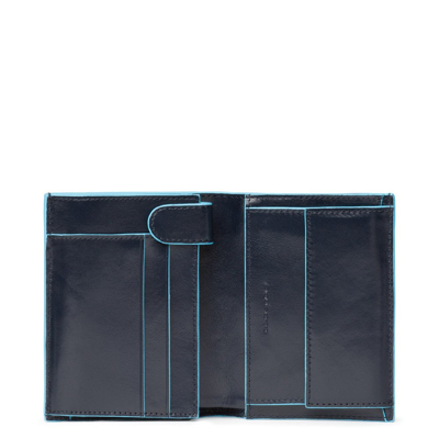 Afbeelding van Piquadro Blue Square Vertical Wallet 10 Cards With Coin Case Night