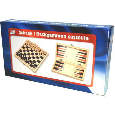 Afbeelding van Schaak /Backgammon Klapcassette 29cm (NL/EN/FR/DE)