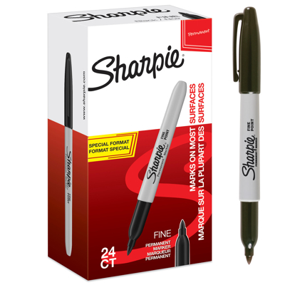 Afbeelding van Sharpie permanente marker fijn, value pack van 24 stuks (20 + 4 gratis), zwart permanent