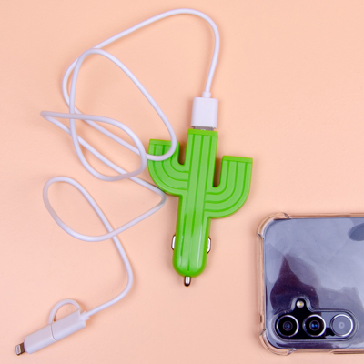 Afbeelding van Cactus USB Autolader Met 3 Poorten van Kikkerland