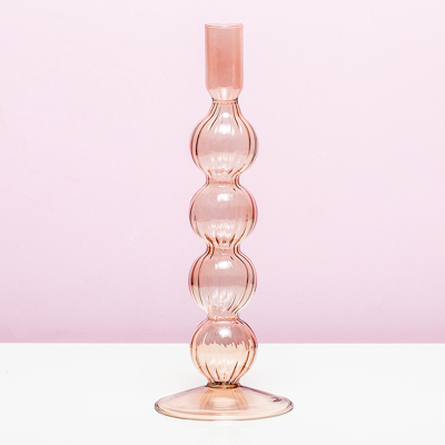 Afbeelding van Swirl Bubbles Kandelaar Groot/roze van PresentTime