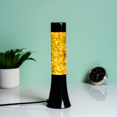 Afbeelding van Mini Lavalamp Met Glitters Zwart/goud van Fisura