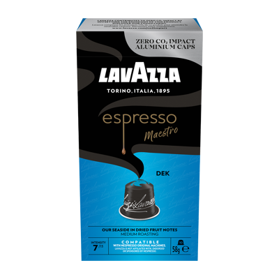 Billede af 10 x pakker Lavazza Maestro Koffeinfri Aluminiums kapsler til Nespresso (100 kapsler)