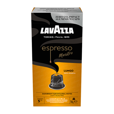 Billede af 10 x pakker Lavazza Maestro Lungo Aluminiums kapsler til Nespresso (100 kapsler)