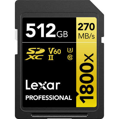 Afbeelding van Lexar SDXC Professional 512GB 1800X UHS II V60 Gold