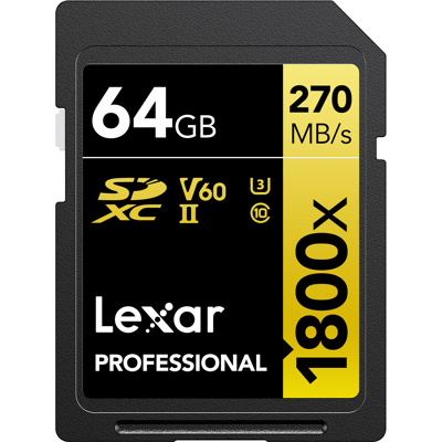 Afbeelding van Lexar SDXC Professional 64GB 1800X UHS II V60 Gold
