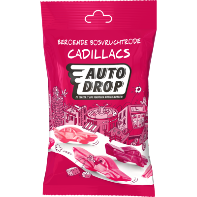 Afbeelding van Autodrop Beroemde Bosvruchtrode Cadillacs Snackpack (85 gram)