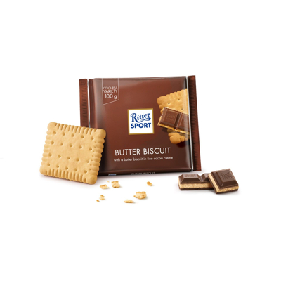 Afbeelding van Ritter Sport Chocolade Melk Boter Biscuit tablet 100 gram