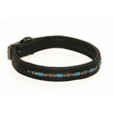 Afbeelding van Hondenhalsband versierd met blauwe steentjes zwart 45 cm