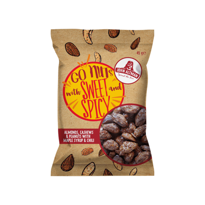 Afbeelding van John Altman Mixed Nuts Maple Syrup Chilli Zakje (12x45gr)