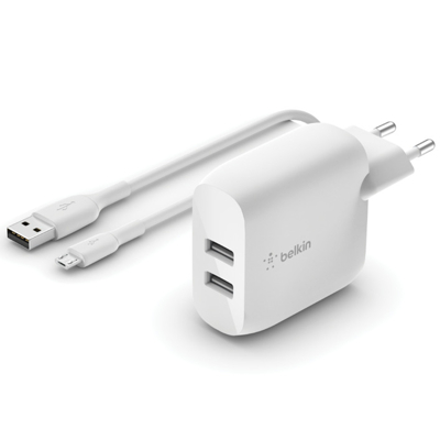 Image de Belkin Boost Charge Dual Chargeur Rapide 12W + MicroUSB Blanc