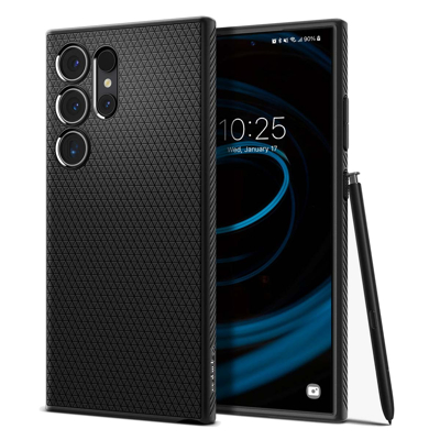 Image de Coque Samsung Galaxy S24 Ultra Silicones et TPU (doux) Spigen silicone/Coque Étui téléphone Noir Shockproof