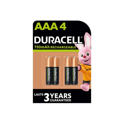 Afbeelding van Duracell oplaadbare batterijen Recharge Plus AAA, blister van 4 stuks