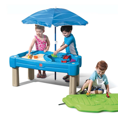 Afbeelding van Step2 Play Up Zand &amp; Watertafel Geschikt voor Kinderen vanaf 2 Jaar Met Afdekhoes 58,4 x 107,9 61 cm Eenvoudig in elkaar zetten Blauw