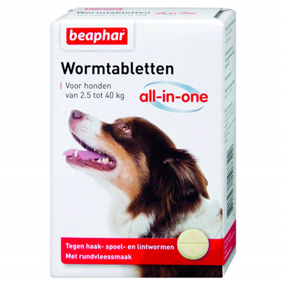 Afbeelding van Beaphar Wormtabletten All in One hond (2,5 40kg) 4 Tabletten