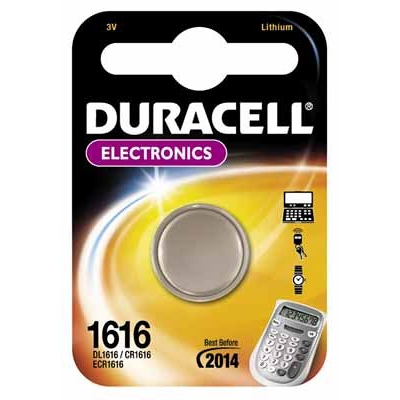 Afbeelding van Batterij Duracell knoopcel 1xCR1616 lithium diameter16mm 3V 50mAh