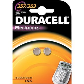 Afbeelding van Batterij Duracell knoopcel 2x357/303 zilver oxide diameter11,6mm 2 stuks