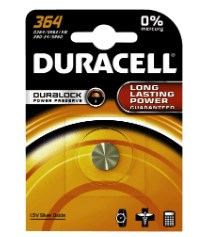 Afbeelding van Duracell batterij zilveroxide, knoopcel, 364, SR60, 1,5 V horloge, blisterverpakking (1 pack)
