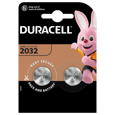 Afbeelding van Duracell Knoopcel Batterij CR2032 2stuk(s) 3V 0.22Ah 5000394203921