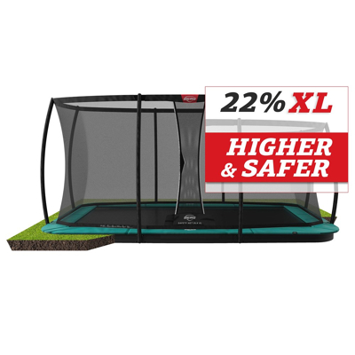 Afbeelding van BERG Ultim Champion Eco FlatGround 410 Trampoline + Safety Net DLX XL Green