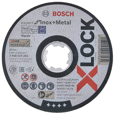Afbeelding van Bosch Doorslijpschijf x Lock (Expert for Inox + Metal) 115 1 22,2 MM RVS / Metaal