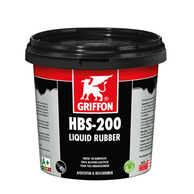 Afbeelding van Griffon hbs 200 liquid rubber 1 liter, zwart, pot