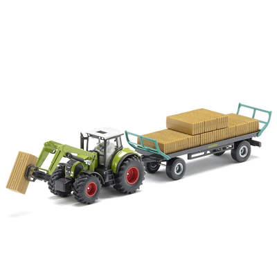 Afbeelding van Claas tractor met balengrijper en aanhanger 1:50