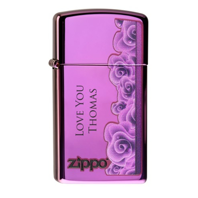 Abbildung von Personalisiertes Zippo Purple Rose Slim Feuerzeuge