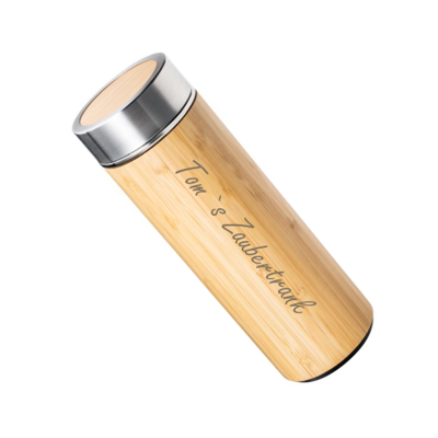 Abbildung von Isolierflasche aus Edelstahl und Bambus mit Teesieb Beauty &amp; Wellness