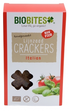 Afbeelding van Biobites Lijnzaad Crackers Raw Italian 2st