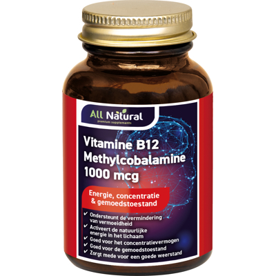 Afbeelding van All Natural Vitamine B12 Methylcobalamine 1000mcg Kauwtabletten