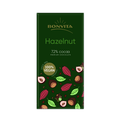 Afbeelding van BonVita Premium Dark Chocolate Hazelnut 100 gram