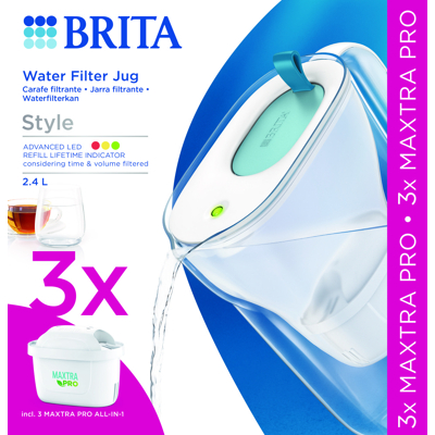 Afbeelding van Brita Style Waterfilterkan Blauw + 3 Maxtra Filterpatronen
