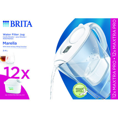 Afbeelding van Brita Marella Waterfilterkan Wit + 12 Maxtra Filterpatronen
