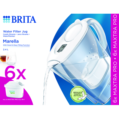 Afbeelding van Brita Marella Waterfilterkan Wit + 6 Maxtra Filterpatronen