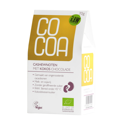 Afbeelding van Cocoa Cashewnoten Kokos Chocolade RAW 70 gram
